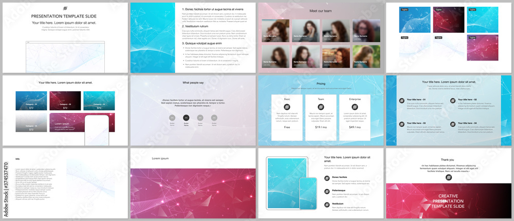 Vector templates for website design, presentations, portfolio. Templates for presentation slides, flyer, leaflet, brochure cover, report. Polygonal science background with connecting dots and lines. Vector templates for website design, presentations, portfolio. Templates for presentation slides, flyer, leaflet, brochure cover, report. Polygonal science background with connecting dots and lines.