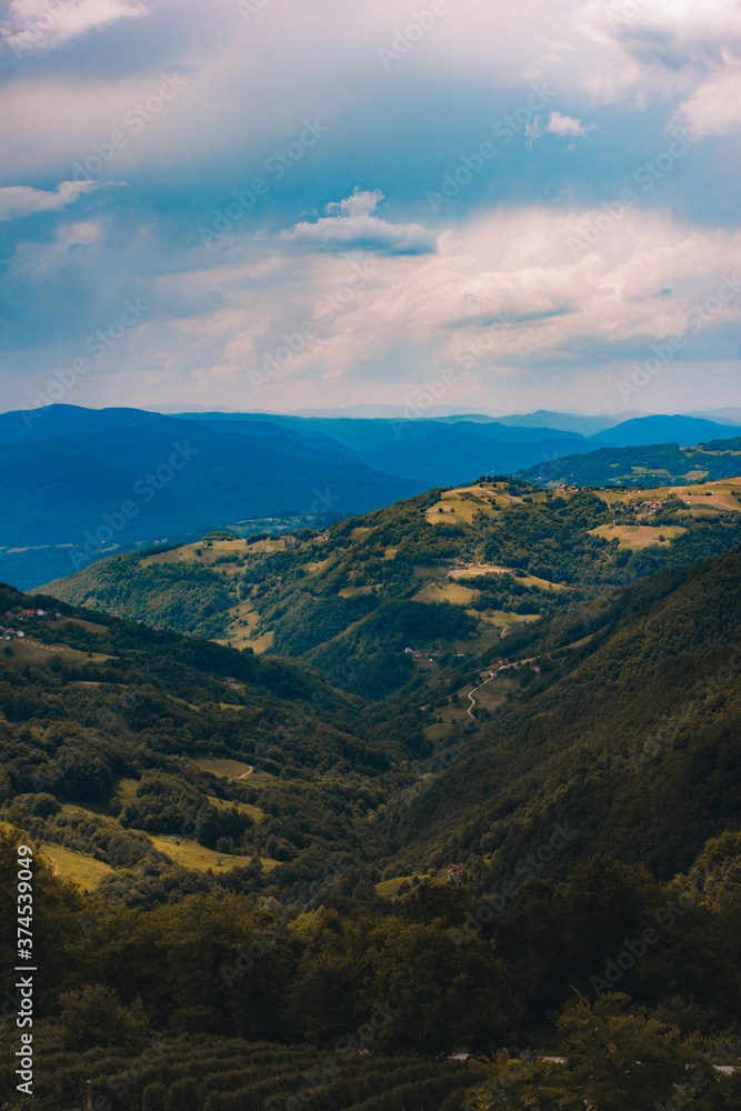 Gate of Podrinje in Western Serbia. Viewpoint overlooking the mountains and the valley