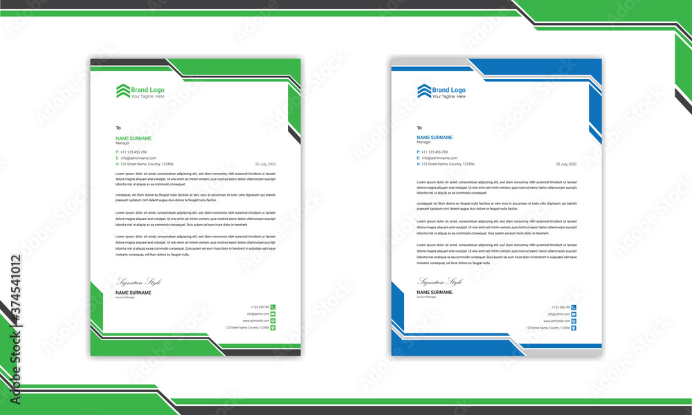 Obraz premium blue color style letterhead template