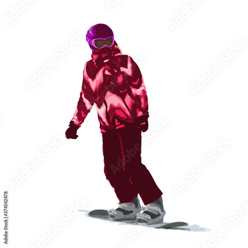 The girl the snowboarder, the drawing © olsio