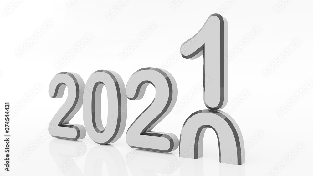 2021 New year change,  2021 start 2020 end, 3d letter on isolated against white background. 3d illustration