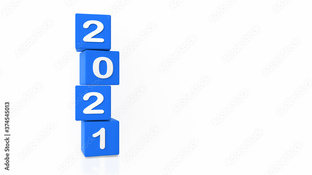 2021 New year 3d dice tower vertical, on isolated against white background. 3d illustration 2021 New year 3d dice tower vertical, on isolated against white background. 3d illustration