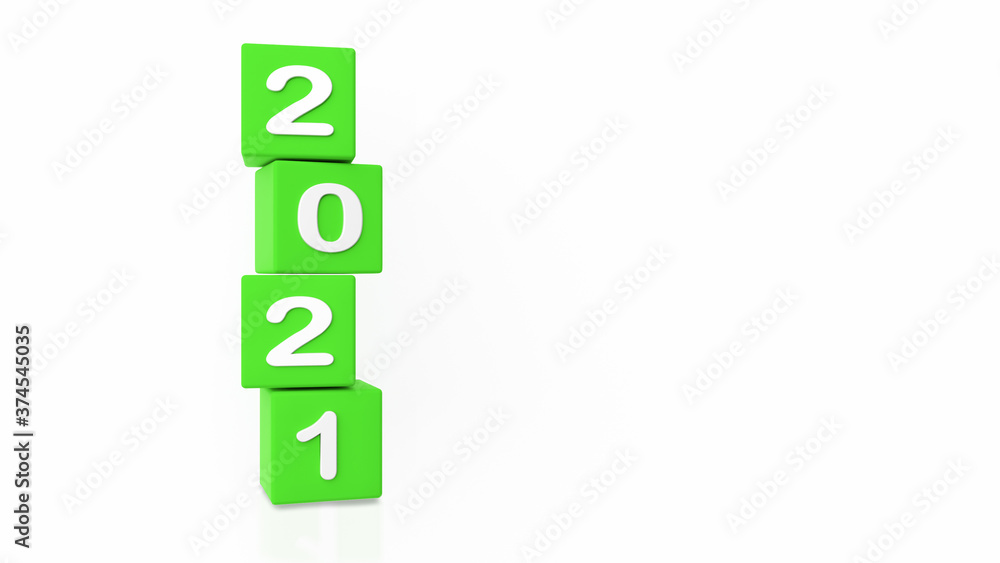 2021 New year 3d dice tower vertical, on isolated against white background. 3d illustration 2021 New year 3d dice tower vertical, on isolated against white background. 3d illustration