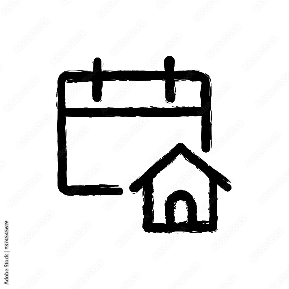 vector illustration hand drawn icon ofcalendar home vector illustration hand drawn icon ofcalendar home