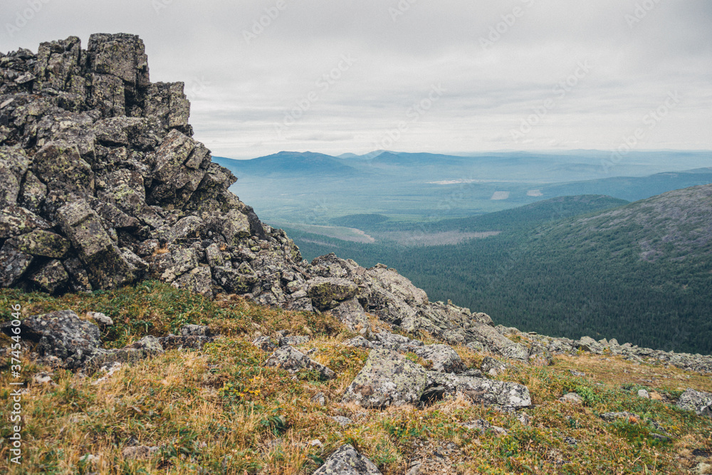 big stones in the mountains in the Urals