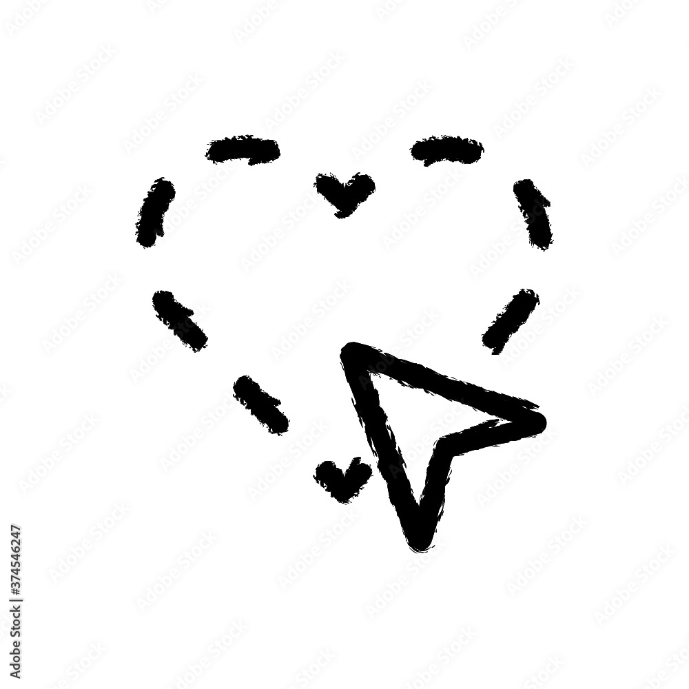 vector illustration hand drawn icon ofcursor select heart vector illustration hand drawn icon ofcursor select heart