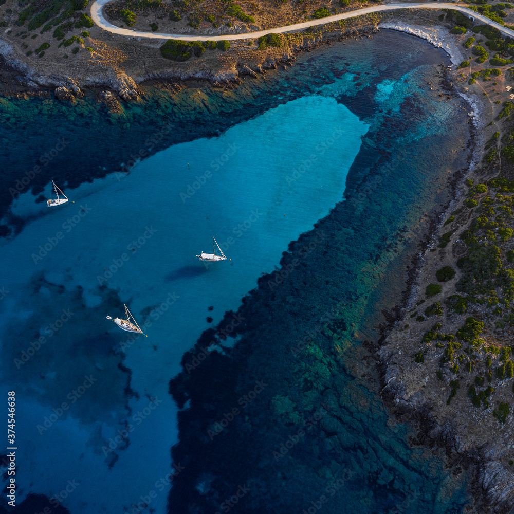 aerial drone view of asinara national park sardinia italy beach nature 