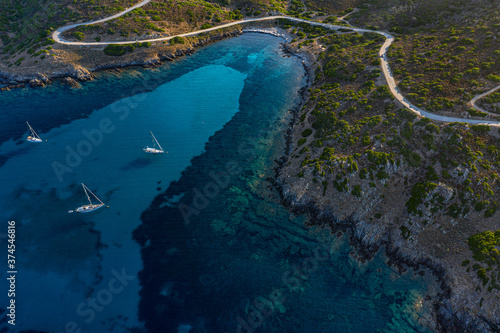 Fototapeta Naklejka Na Ścianę i Meble -  aerial drone view of asinara national park sardinia italy beach nature 