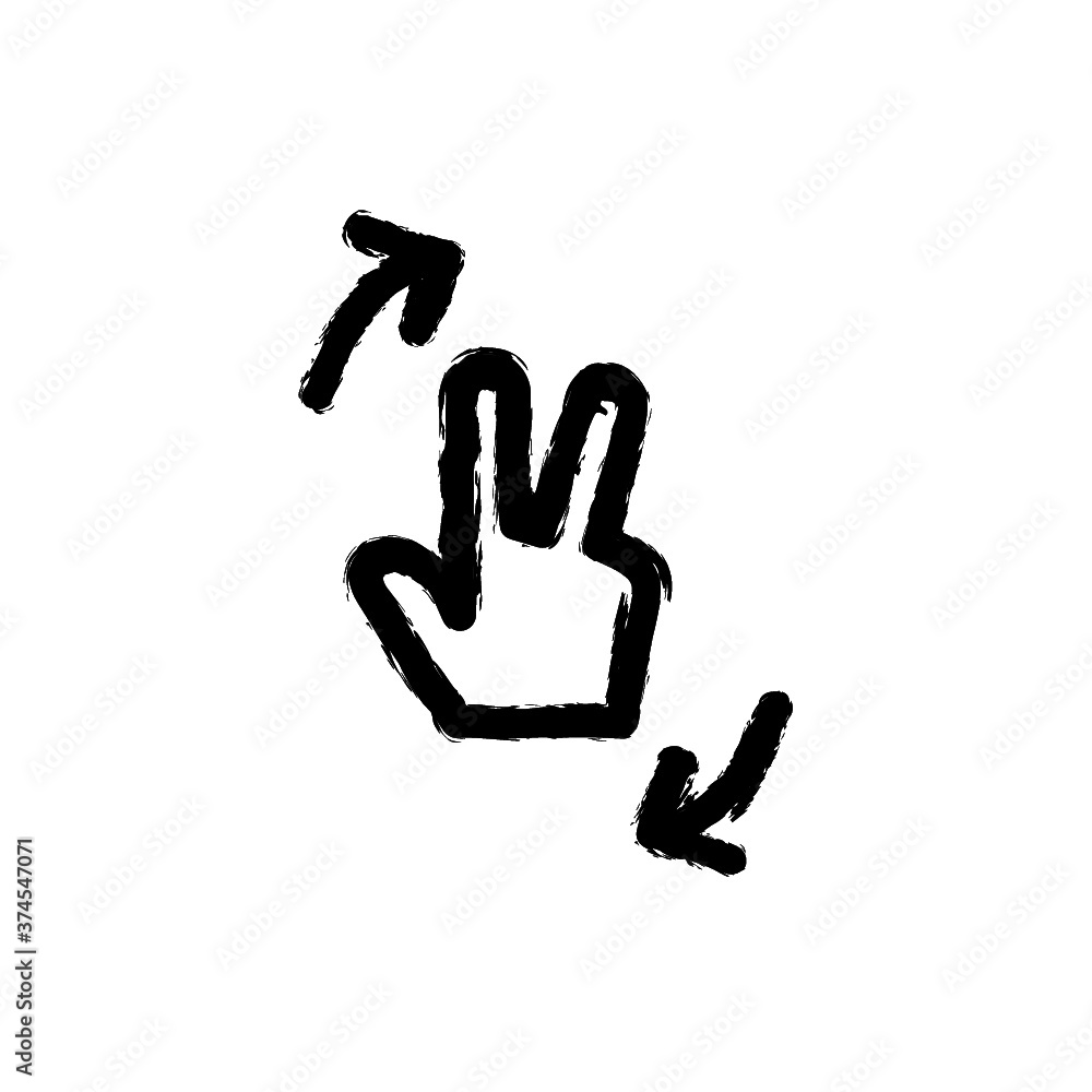vector illustration hand drawn icon ofgesture two finger flip right vector illustration hand drawn icon ofgesture two finger flip right