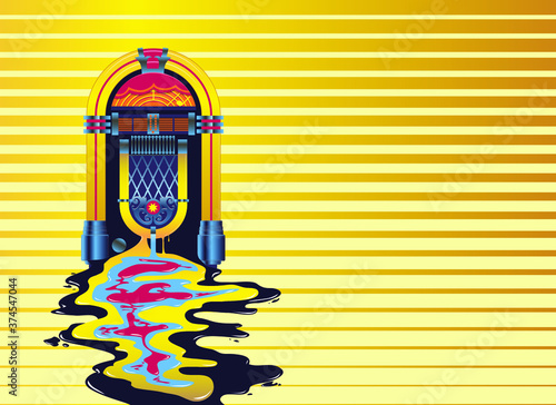Melting jukebox. Retro disco music background