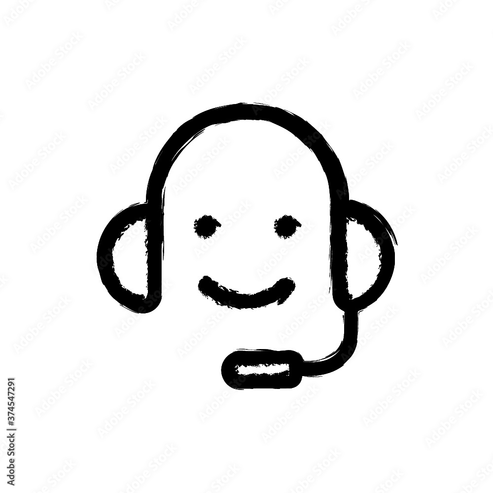 vector illustration hand drawn icon ofheadphones customer support human vector illustration hand drawn icon ofheadphones customer support human