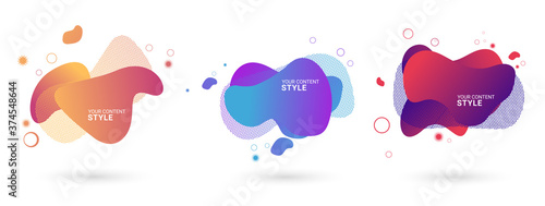 Set of abstract buttons, color set modern abstract elements. Gradient abstract banners design with purple, blue, yellow. Template for the design of buttons, brochures or presentation. illustrations.