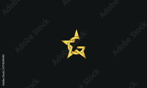 Letter G with Star Logo Template vector icon illustration design. Modern Star logo in elegant style with Black Background.