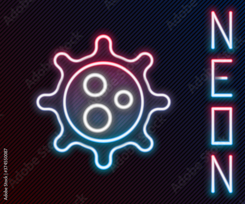 Glowing neon line Virus icon isolated on black background. Corona virus 2019-nCoV. Bacteria and germs, cell cancer, microbe, fungi. Colorful outline concept. Vector Illustration.