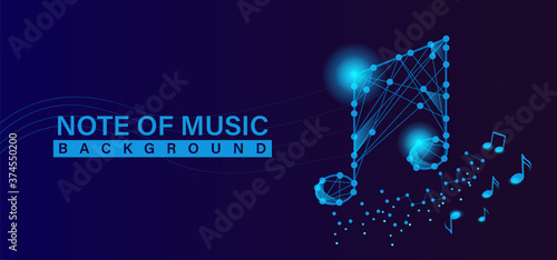 Abstract note music design background on blue