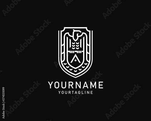 Raven Eagle Badge Heraldic Logo Design