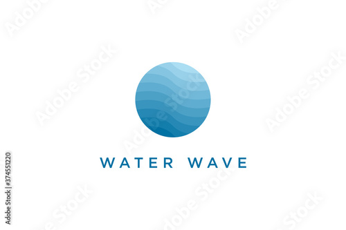 Abstract Ocean Sea Water Waves Logo. Blue Circle Striped Lines Style isolated on White Background. Usable for Business and Branding Logos. Flat Vector Logo Design Template Element © sangart