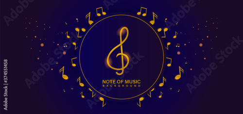 Golden note music with round shape design background