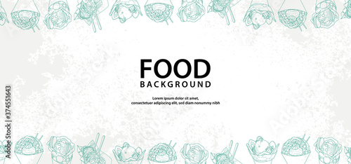 Hand drawn food design background on white