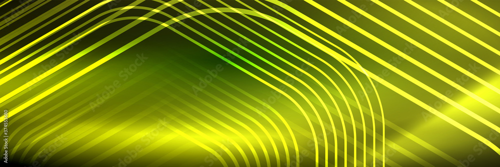 Shiny neon lines, stripes and waves, technology abstract background. Trendy abstract layout template for business or technology presentation, internet poster or web brochure cover, wallpaper Shiny neon lines, stripes and waves, technology abstract background. Trendy abstract layout template for business or technology presentation, internet poster or web brochure cover, wallpaper