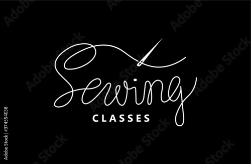 Sewing classes handwritten lettering. Vector design for banner, poster, website