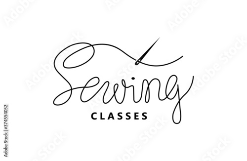 Sewing classes handwritten lettering. Vector design for banner, poster, website