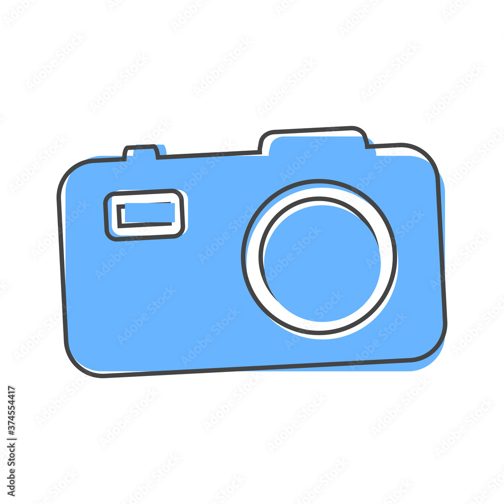 Vector illustration of a digital camera. Retro camera cartoon style on white isolated background. Vector illustration of a digital camera. Retro camera cartoon style on white isolated background.