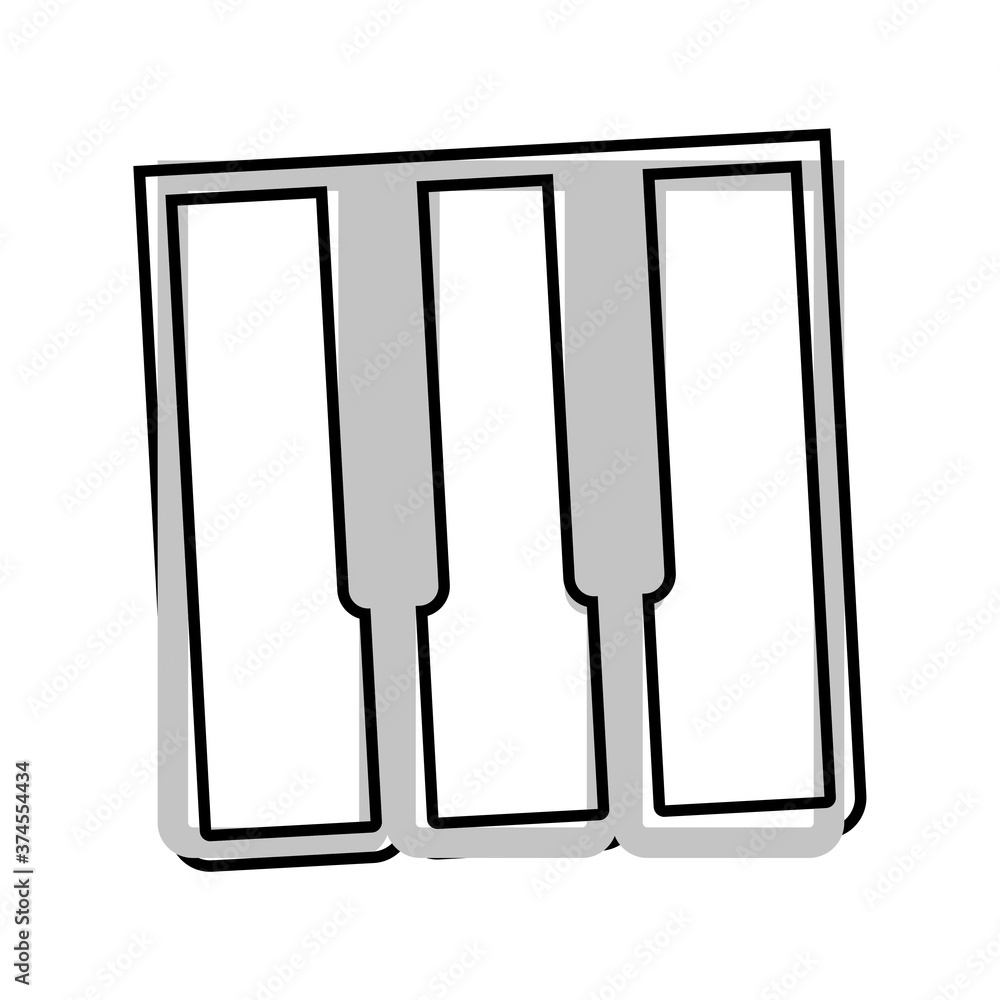 Vector illustration piano key icon cartoon style on white isolated background. Vector illustration piano key icon cartoon style on white isolated background.