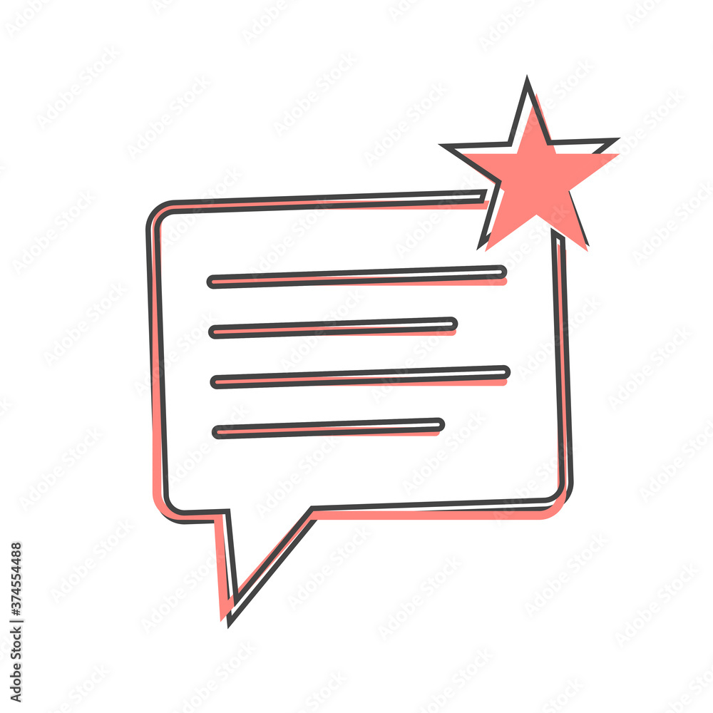 Message favorite star icon cartoon style on white isolated background. Message favorite star icon cartoon style on white isolated background.
