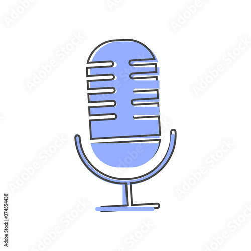 Vector image of microphone cartoon style on white isolated background.