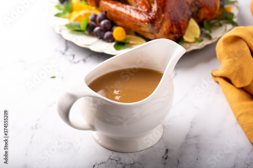Slika na platnu Homemade turkey gravy for Thanksgiving or Christmas dinner