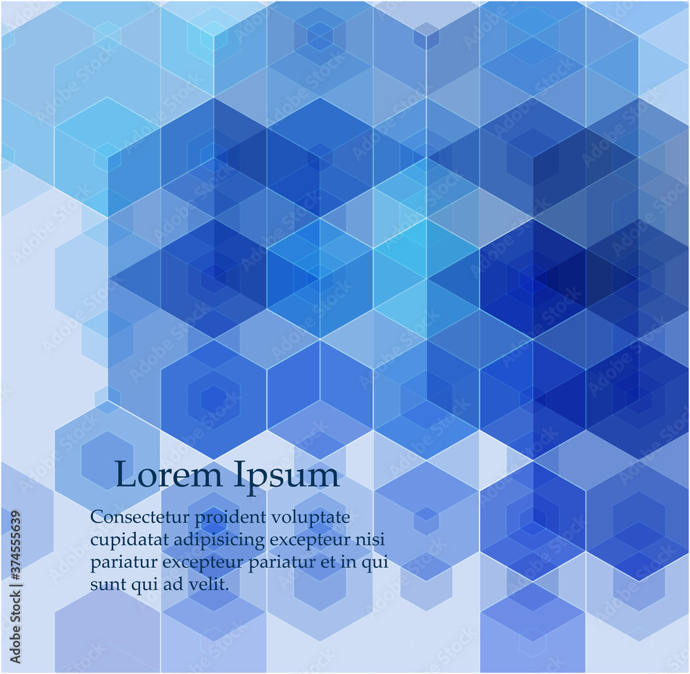 Vector Abstract geometric background. Blue hexagon shape Vector Abstract geometric background. Blue hexagon shape
