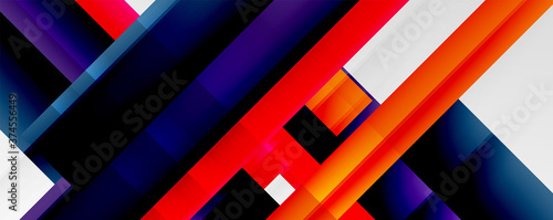 Geometric abstract backgrounds with shadow lines, modern forms, rectangles, squares and fluid gradients. Bright colorful stripes cool backdrops