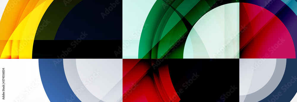 Round shapes, triangles and circles. Modern abstract background