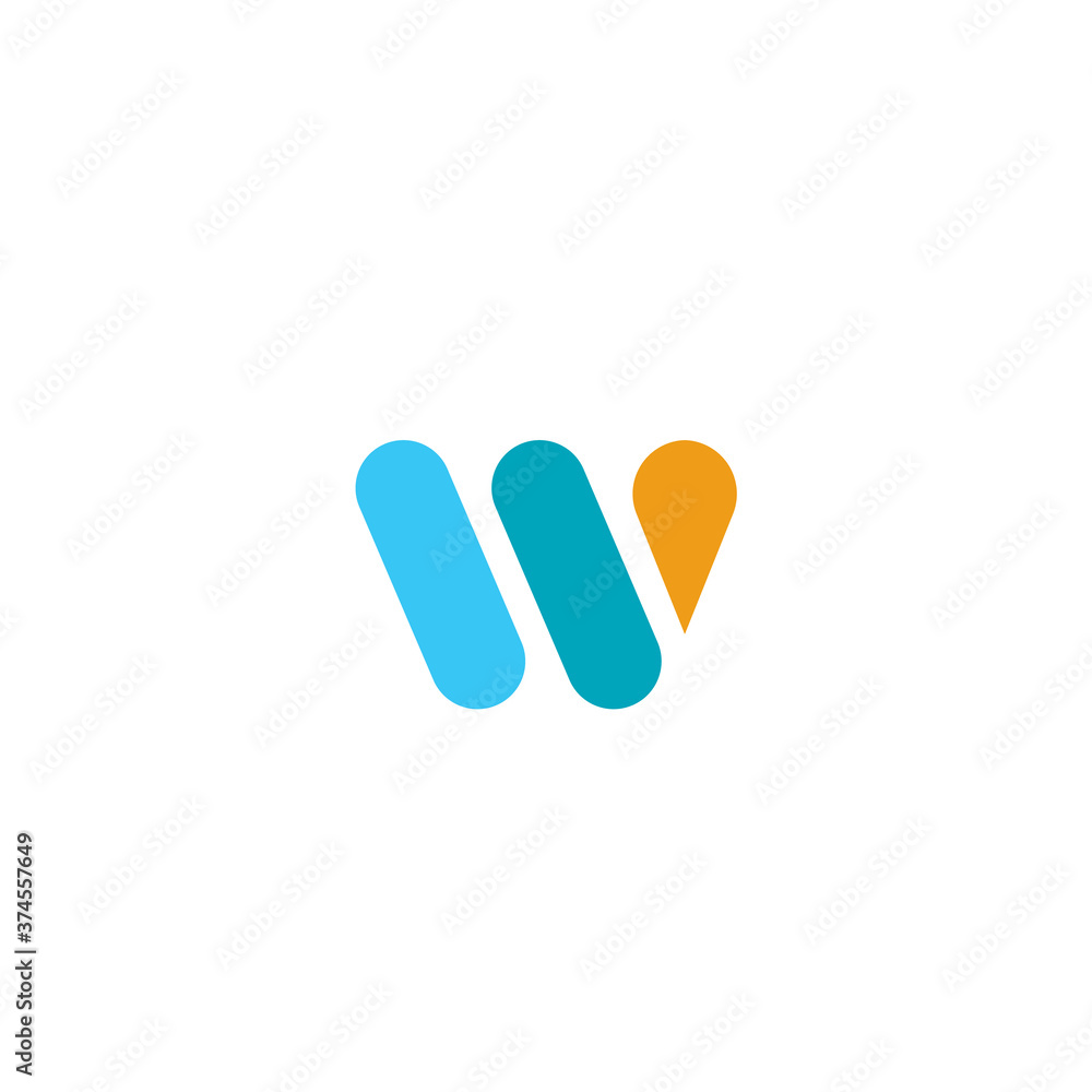 Separated letter W simple flat logo and icon design Separated letter W simple flat logo and icon design