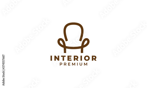 modern minimalist chair furniture logo icon vector illustration