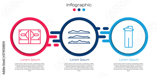 Set line Stacks paper money cash, Cocaine or heroin drug and Lighter. Business infographic template. Vector.