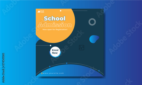 Trendy school admission social media banner template design