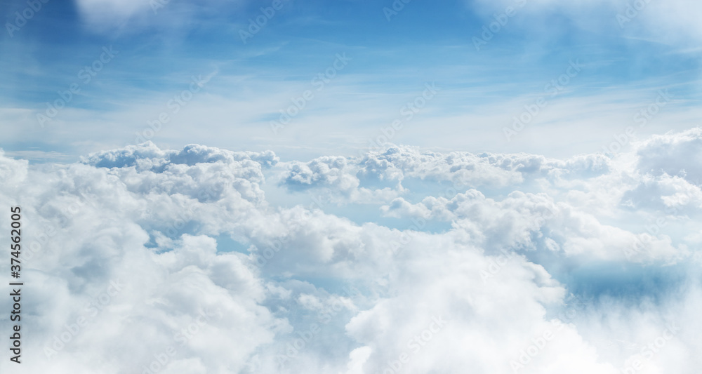 Sky with beautiful clouds from the airplane window Sky with beautiful clouds from the airplane window