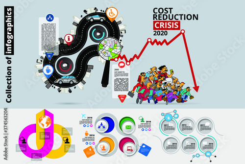 Abstract infographics template with cartoon character. Vector illustration