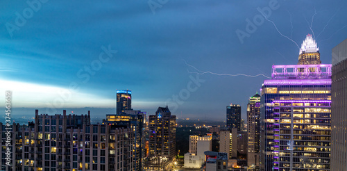 Photography Charlotte City Storm, lighting strike