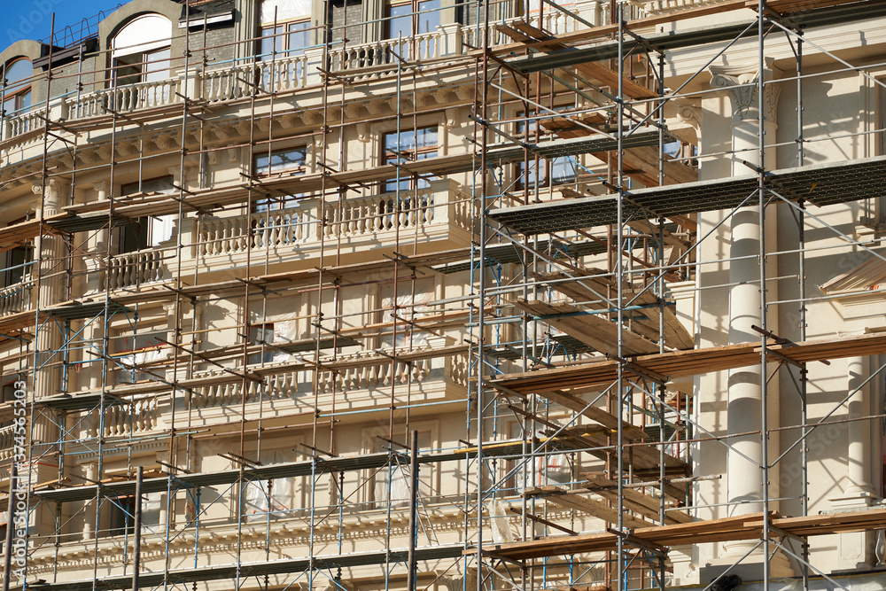 scaffolding and new building as background