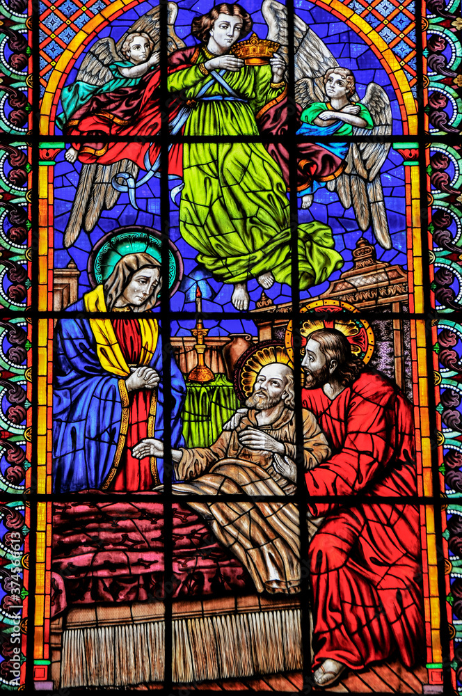 Death of Saint Joseph,stain glass