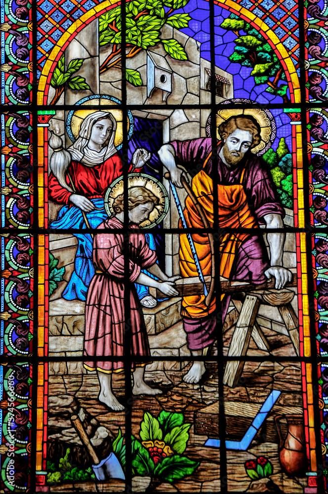 Holy Family stain glass