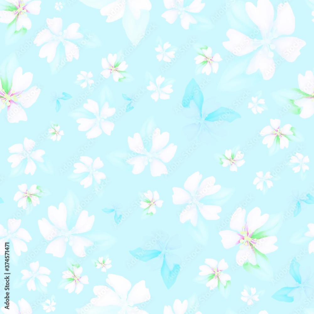 Seamless pattern from pink and blue flowers on light background Seamless pattern from pink and blue flowers on light background