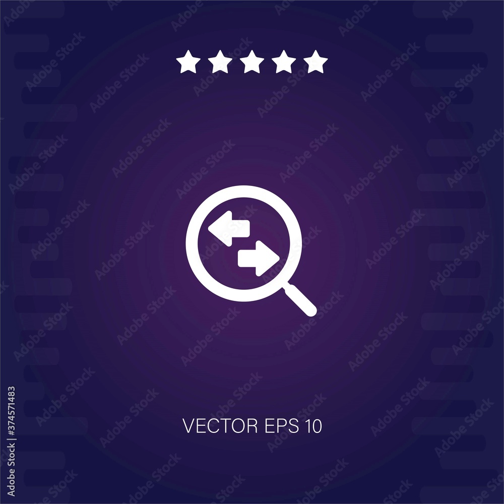 magnifying glass with two way arrows vector icon modern illustration