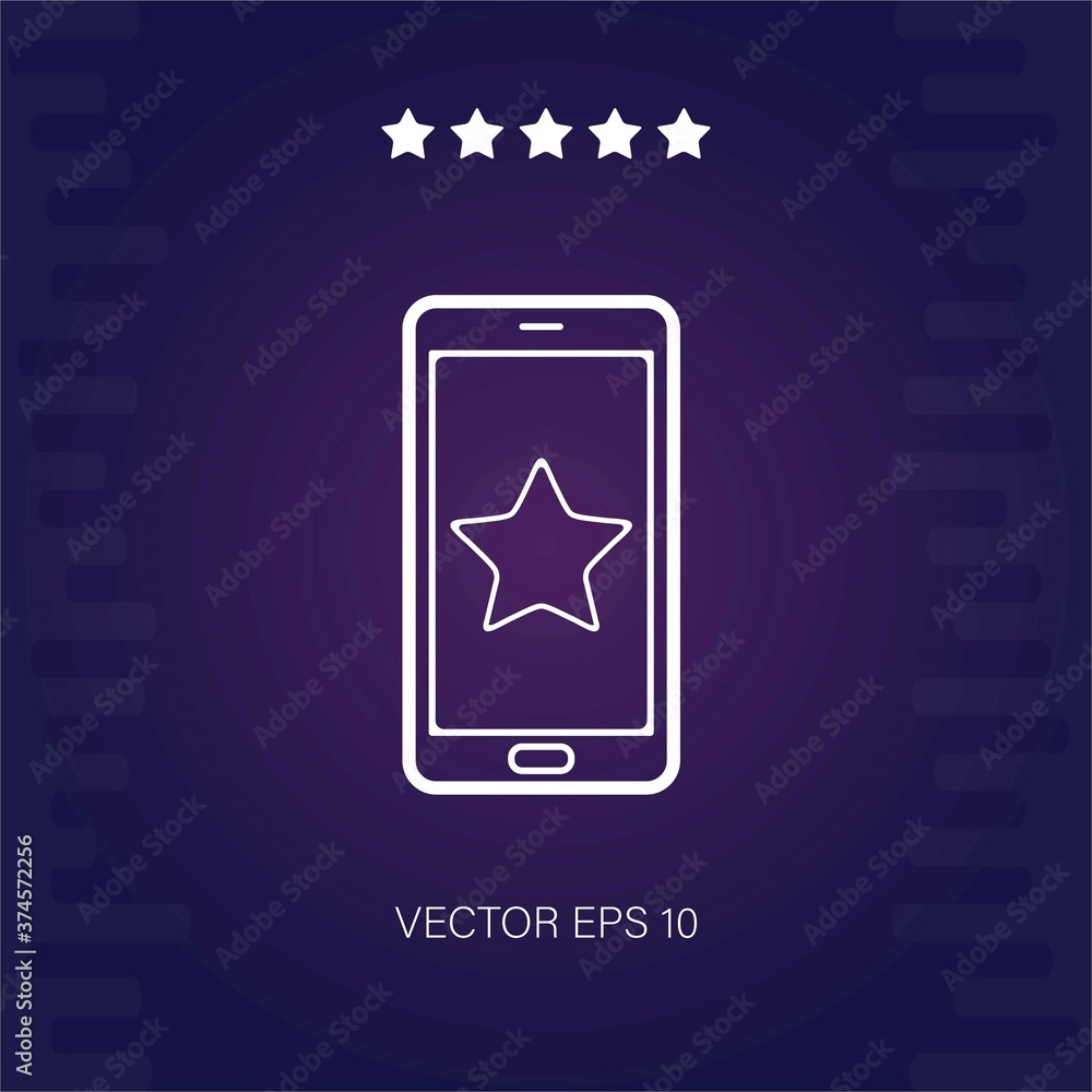 Obraz premium star on a mobile phone screen vector icon modern illustration