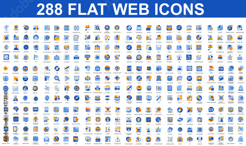 Bundle vector flat icons concept. Contain such Icons as People, Marketing, Security, Business, Education, Commerce, Delivery, Finance and more. UI, UX vector icon. Flat conceptual pictogram pack.