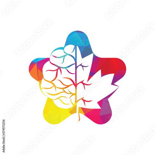 Creative brain and maple leaf logo design. Canada business sign.