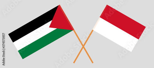 Crossed flags of Palestine and Indonesia